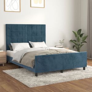 VidaXL Bedframe Hoofdeinde Fluweel Donkerblauw 140x200 cm