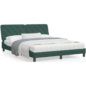 vidaXL Bed met matras fluweel donkergroen 160x200 cm