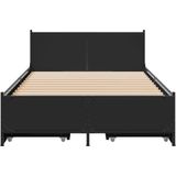 vidaXL Bedframe met lades bewerkt hout zwart 100x200 cm