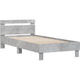 vidaXL Bedframe met hoofdeinde bewerkt hout betongrijs 100x200 cm