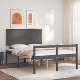 VidaXL Bedframe Hoofdbord Massief Hout Grijs 120x200 cm