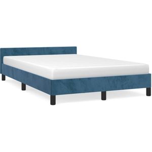 vidaXL Bedframe met hoofdbord fluweel donkerblauw 120x190 cm