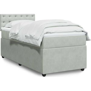 vidaXL Boxspring met matras fluweel lichtgrijs 100x200 cm