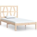 vidaXL Bedframe massief grenenhout zwart 75x190 cm