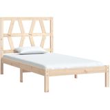 vidaXL Bedframe massief grenenhout zwart 75x190 cm