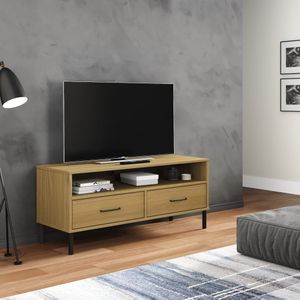 vidaXL-Tv-meubel-met-metalen-poten-OSLO-massief-grenenhout-bruin