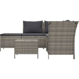 VidaXL 4-delige Loungeset met Kussens Poly Rattan Grijs