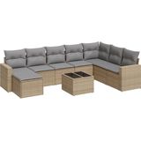 VidaXL-9-delige-Loungeset-met-kussens-poly-rattan-beige