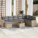 VidaXL-9-delige-Loungeset-met-kussens-poly-rattan-beige