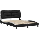 vidaXL Bedframe met hoofdbord kunstleer zwart en wit 120x200 cm