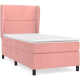 vidaXL-Boxspring-met-matras-fluweel-roze-90x200-cm