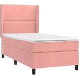 vidaXL-Boxspring-met-matras-fluweel-roze-90x200-cm