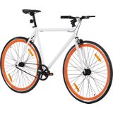 vidaXL Fiets met vaste versnelling 700 c 51 cm wit en oranje