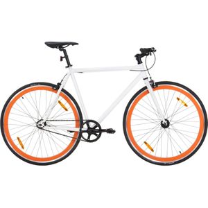 vidaXL Fiets met vaste versnelling 700 c 51 cm wit en oranje