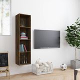 vidaXL-Boekenkast/tv-meubel-143x30x36-cm-bewerkt-hout-gerookt-eiken