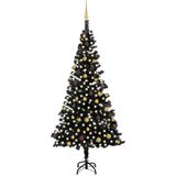 vidaXL Kunstkerstboom met verlichting en kerstballen 240 cm PVC zwart