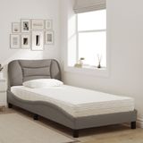 vidaXL Bed met matras stof taupe 90x200 cm