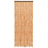 vidaXL-Vliegengordijn-56x200-cm-chenille-okerkleurig-en-wit