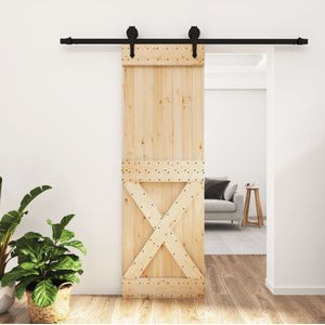 vidaXL Schuifdeur met beslag 70x210 cm massief grenenhout