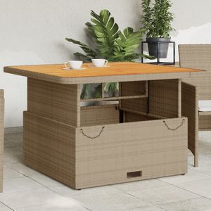 vidaXL Tuintafel 110x110x71 cm poly rattan en acaciahout beige