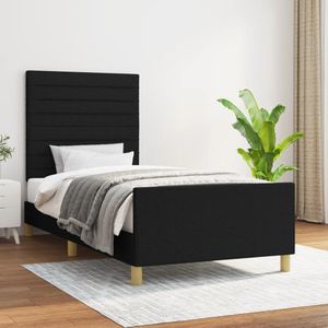 vidaXL Bedframe zonder matras 90x200 cm stof zwart