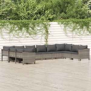vidaXL-10-delige-Loungeset-met-kussens-poly-rattan-grijs