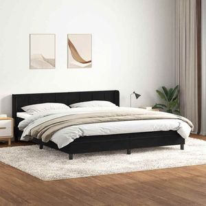 vidaXL Boxspring met matras fluweel zwart 200x210 cm
