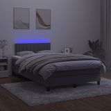 vidaXL Boxspring met matras en LED fluweel donkergrijs 120x190 cm