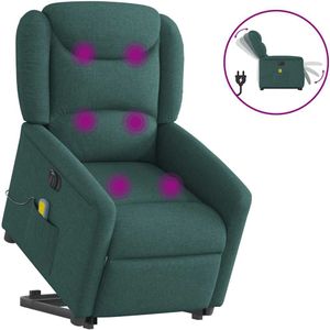 vidaXL Sta-op-massagestoel elektrisch verstelbaar stof donkergroen