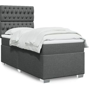 vidaXL Boxspring met matras stof donkergrijs 80x200 cm