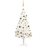 vidaXL Kunstkerstboom met verlichting en kerstballen 150 cm PVC wit