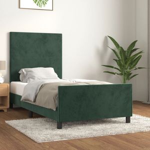 vidaXL Bedframe zonder matras 90x190 cm fluweel donkergroen