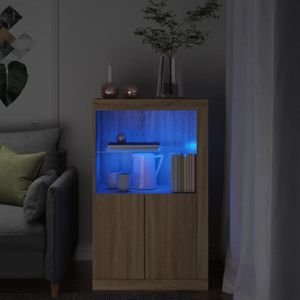 vidaXL Bijzetkast met LED-verlichting bewerkt hout sonoma eikenkleurig