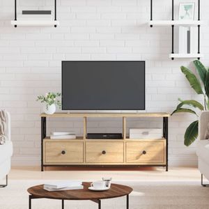 VidaXL Tv-meubel 102x33x45 cm - Bewerkt Hout en IJzer - Sonoma Eikenkleur