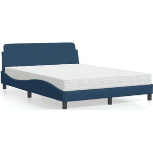 vidaXL Bed met matras stof blauw 140x190 cm