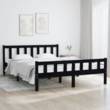 vidaXL-Bedframe-massief-hout-zwart-150x200-cm-5FT-King-Size