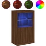 vidaXL Bijzetkast met LED-verlichting bewerkt hout bruin eikenkleur