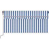 VidaXL Automatisch Uittrekbare Luifel met Rolgordijn 3x2,5 m - Blauw Wit