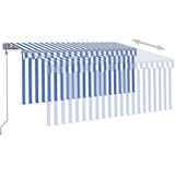 VidaXL Automatisch Uittrekbare Luifel met Rolgordijn 3x2,5 m - Blauw Wit