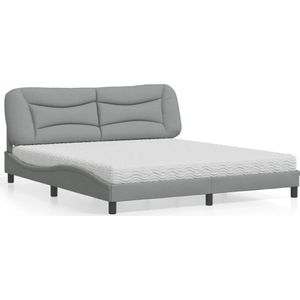 vidaXL Bed met matras stof lichtgrijs 180x200 cm