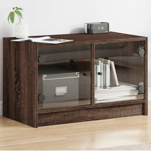 VidaXL-Tv-meubel-met-glazen-deuren-68x37x42-cm-bruineikenkleurig