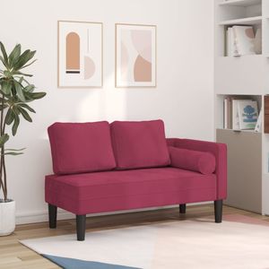vidaXL - Chaise - longue - met - kussens - fluweel - wijnrood