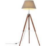 vidaXL Vloerlamp driepoot 141 cm massief teakhout honingbruin en grijs