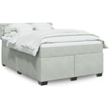 vidaXL Boxspring met matras fluweel lichtgrijs 140x200 cm