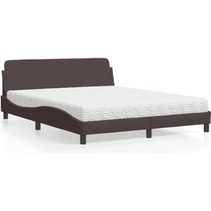 vidaXL Bed met matras stof donkerbruin 160x200 cm
