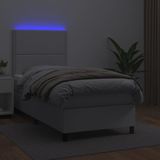 vidaXL Boxspring met matras en LED kunstleer wit 90x200 cm