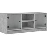 vidaXL Tv-meubel met glazen deuren 102x37x42 cm betongrijs