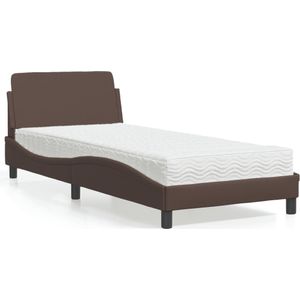 vidaXL Bed met matras kunstleer bruin 90x200 cm
