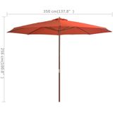 VidaXL Terracottakleurige Parasol Met Houten Paal - 350 cm