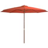 VidaXL Terracottakleurige Parasol Met Houten Paal - 350 cm